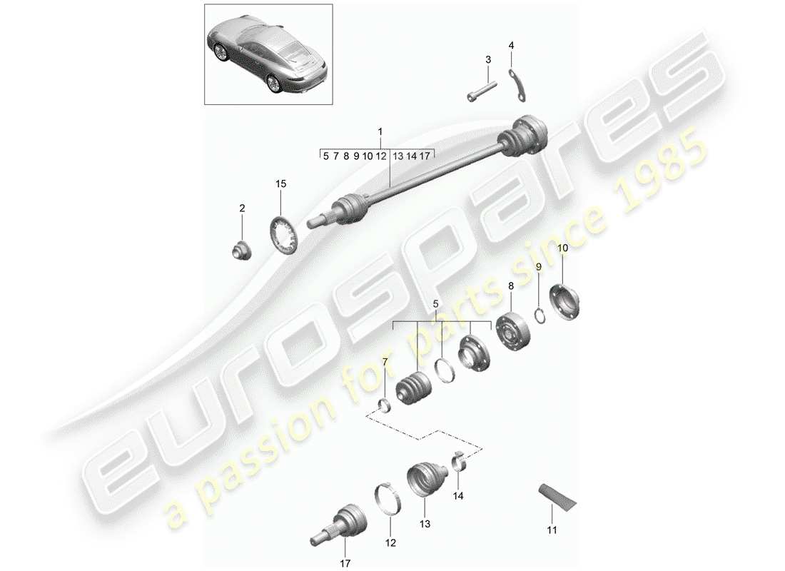 porsche 2013 (991-1) drive shaft part diagram
