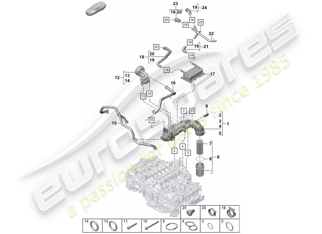 porsche 2019 (718 boxster spyder) engine (oil press./lubrica.) part diagram