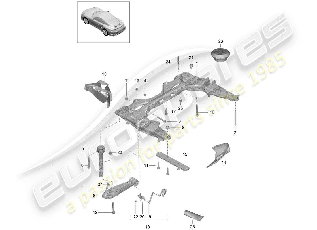 porsche 2016 (991-1 turbo) cross member part diagram