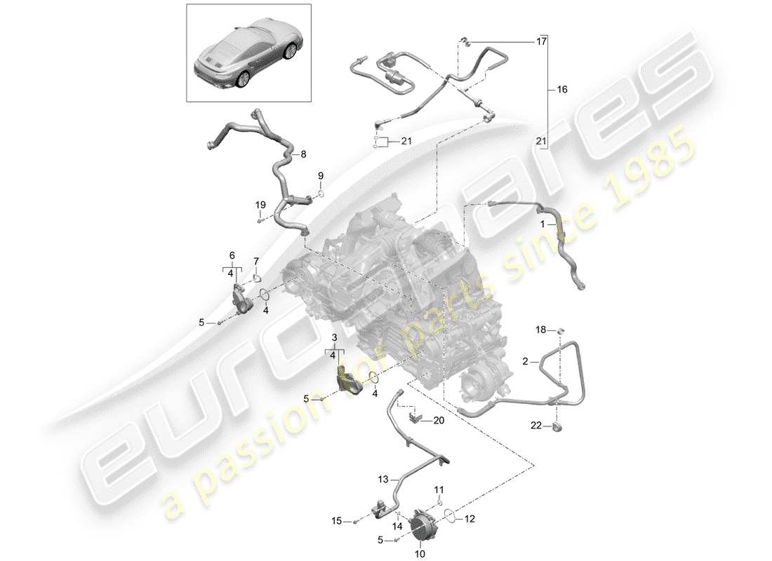 porsche 991 turbo (2016) crankcase part diagram