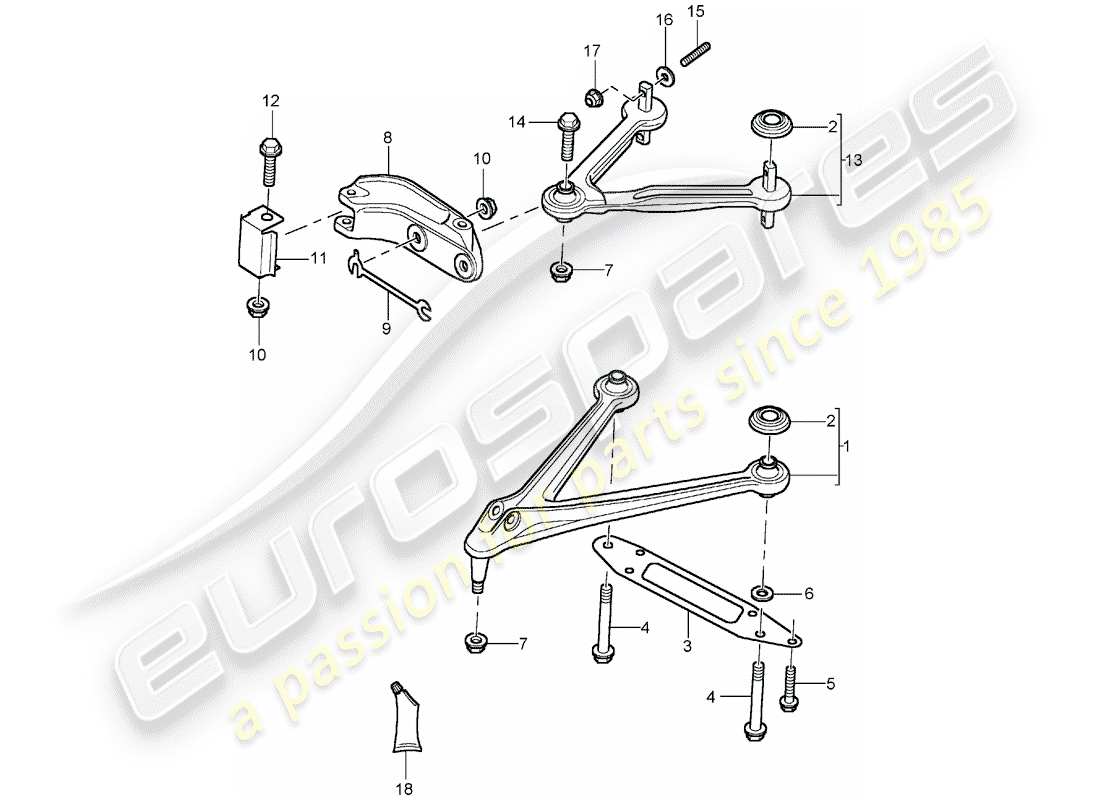 porsche 2005 (carrera gt) track control arm - swing lever part diagram