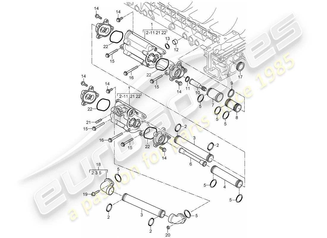 porsche 2005 (carrera gt) oil pump - driving mechanism - return pipe part diagram