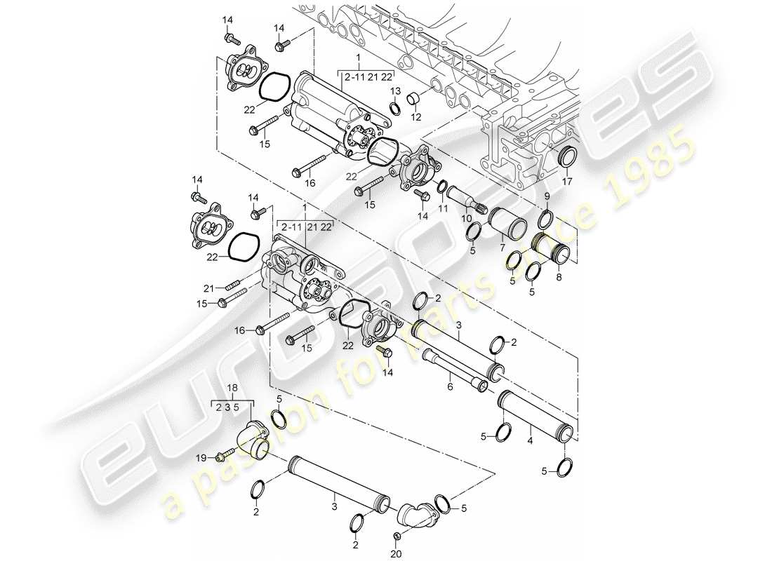 porsche carrera gt (2005) oil pump - driving mechanism - return pipe part diagram