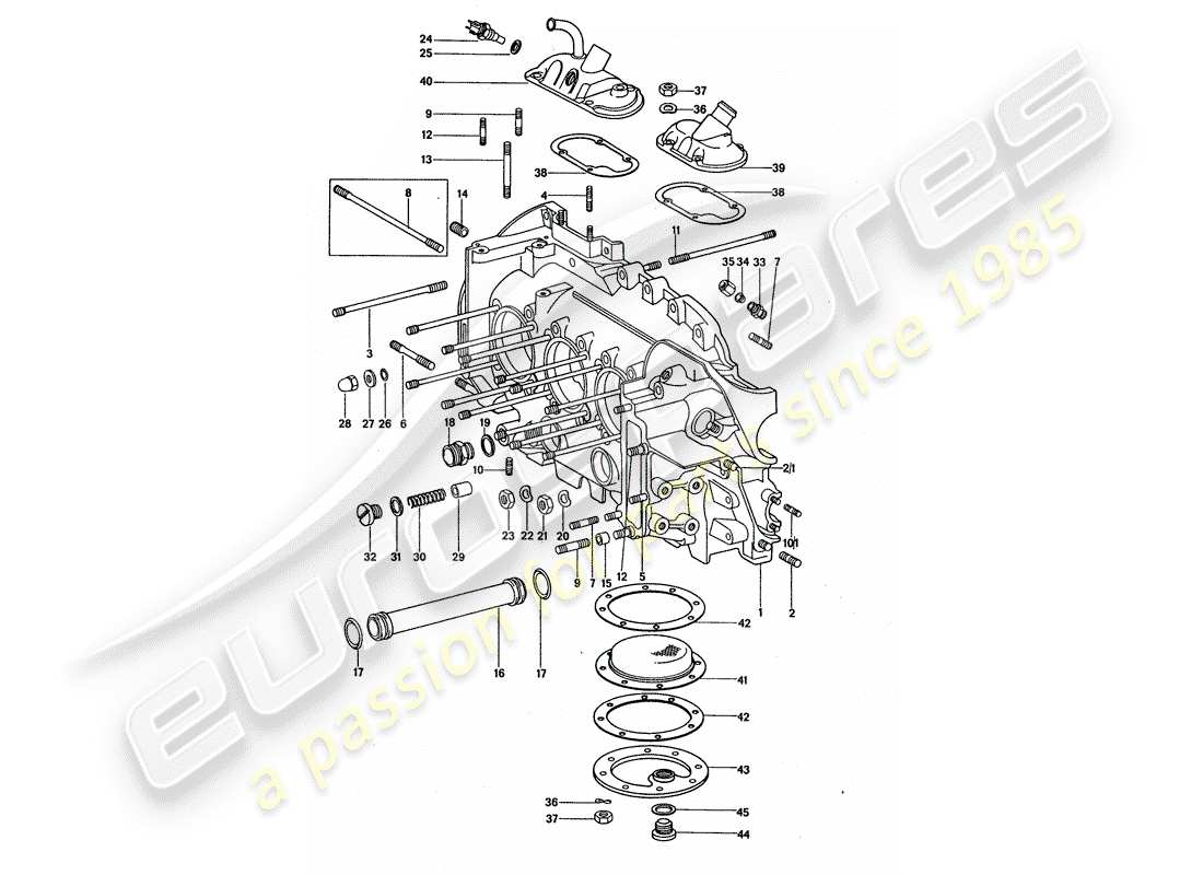 porsche 1977 (911 turbo) crankcase part diagram