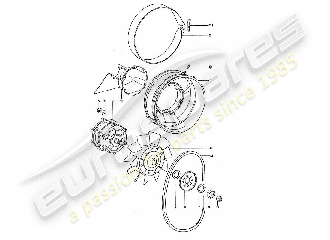 porsche 1977 (911 turbo) air cooling part diagram