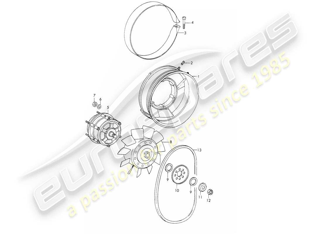 porsche 1965 (911/912) air cooling part diagram