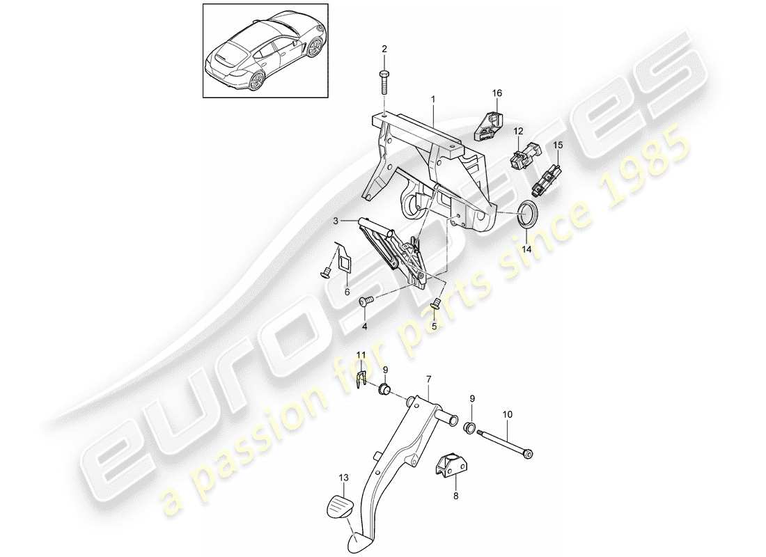 porsche 2016 (panamera 970) pedals parts diagram