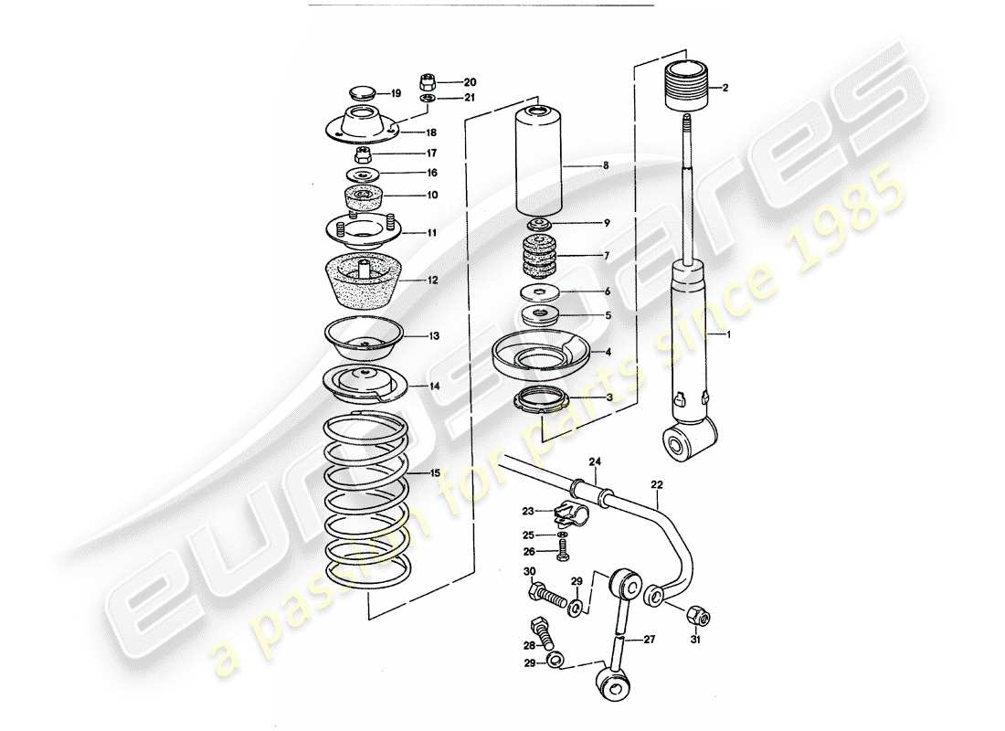 porsche 1992 (928) suspension - stabilizer part diagram