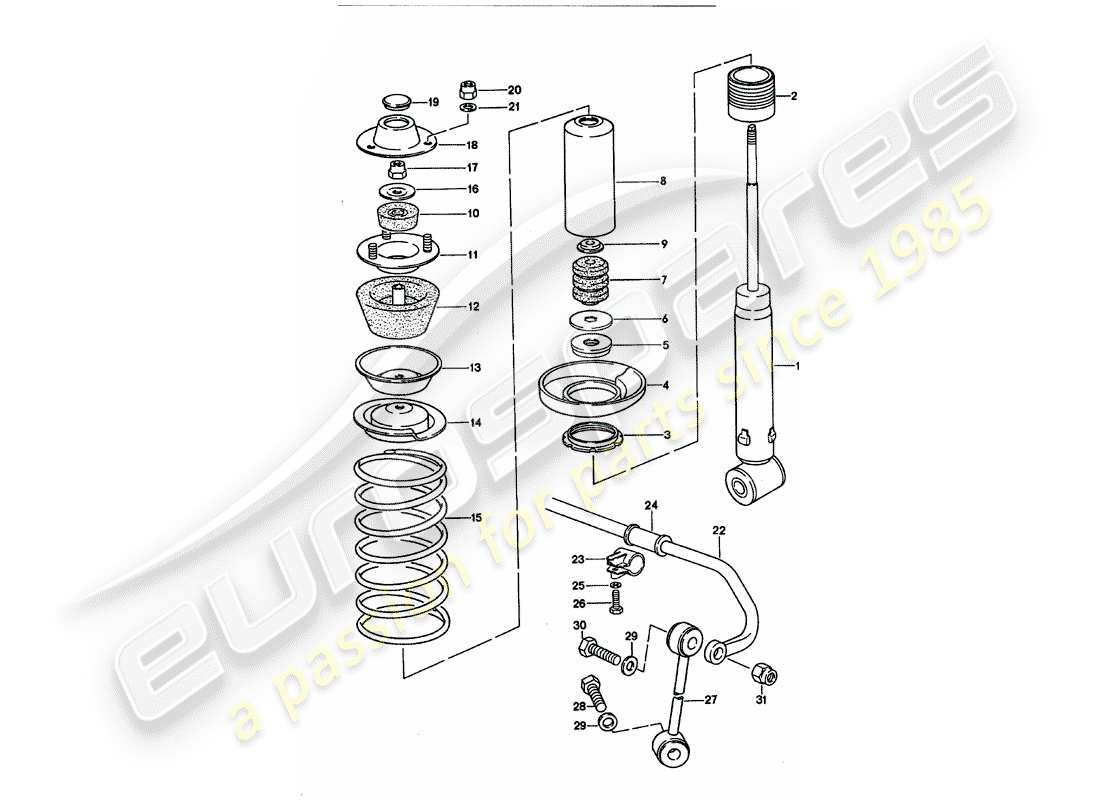 porsche 928 (1992) suspension - stabilizer part diagram