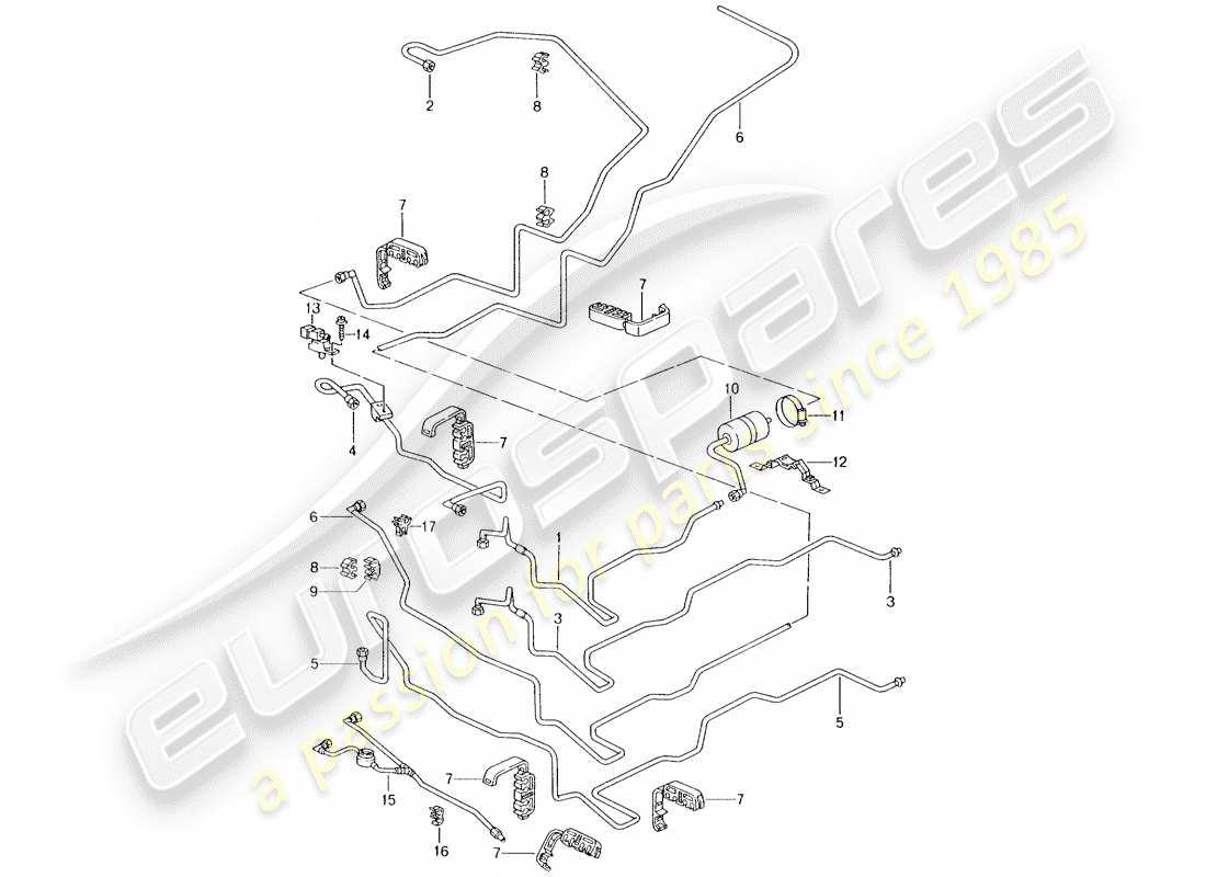porsche boxster 986 (2003) fuel system parts diagram