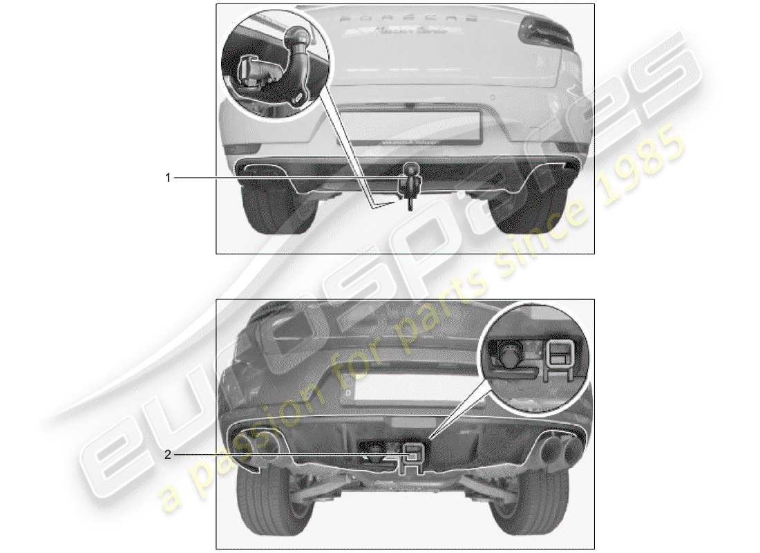 porsche 2019 (tequipment macan) tow hitch parts diagram