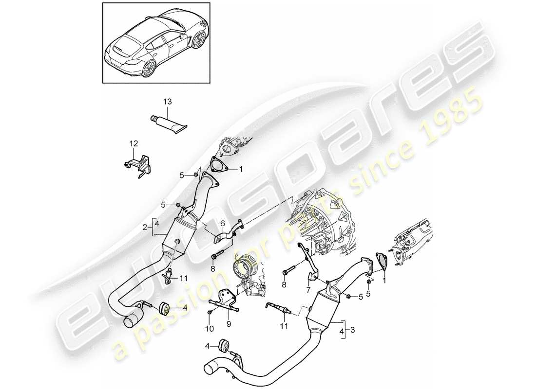 porsche 2016 (panamera 970) exhaust system part diagram