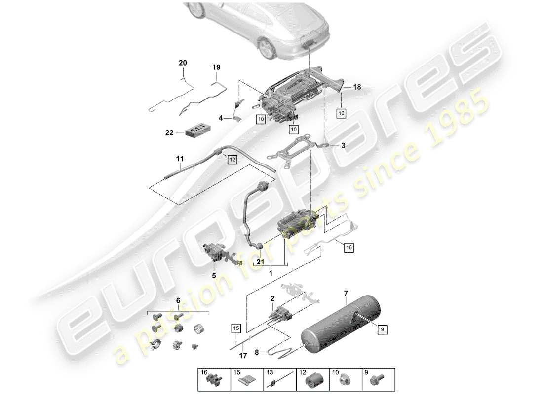 porsche panamera 971 (2018) compressor part diagram