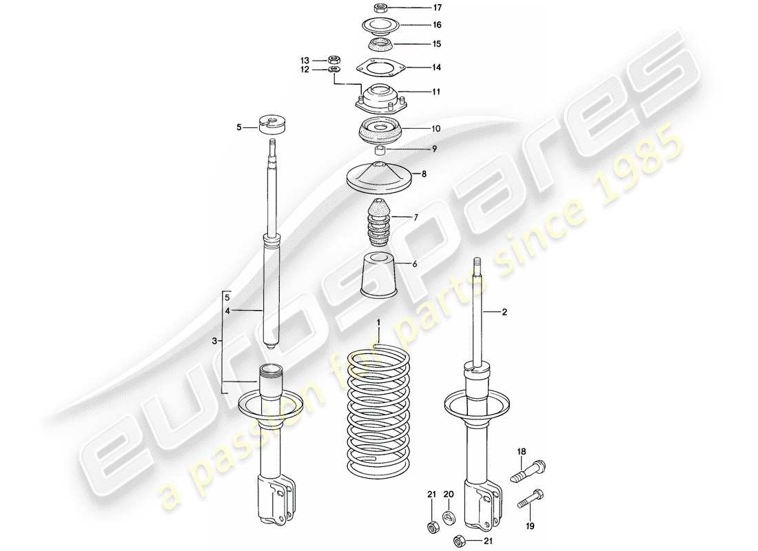 porsche 1986 (944) suspension - shock absorber parts diagram
