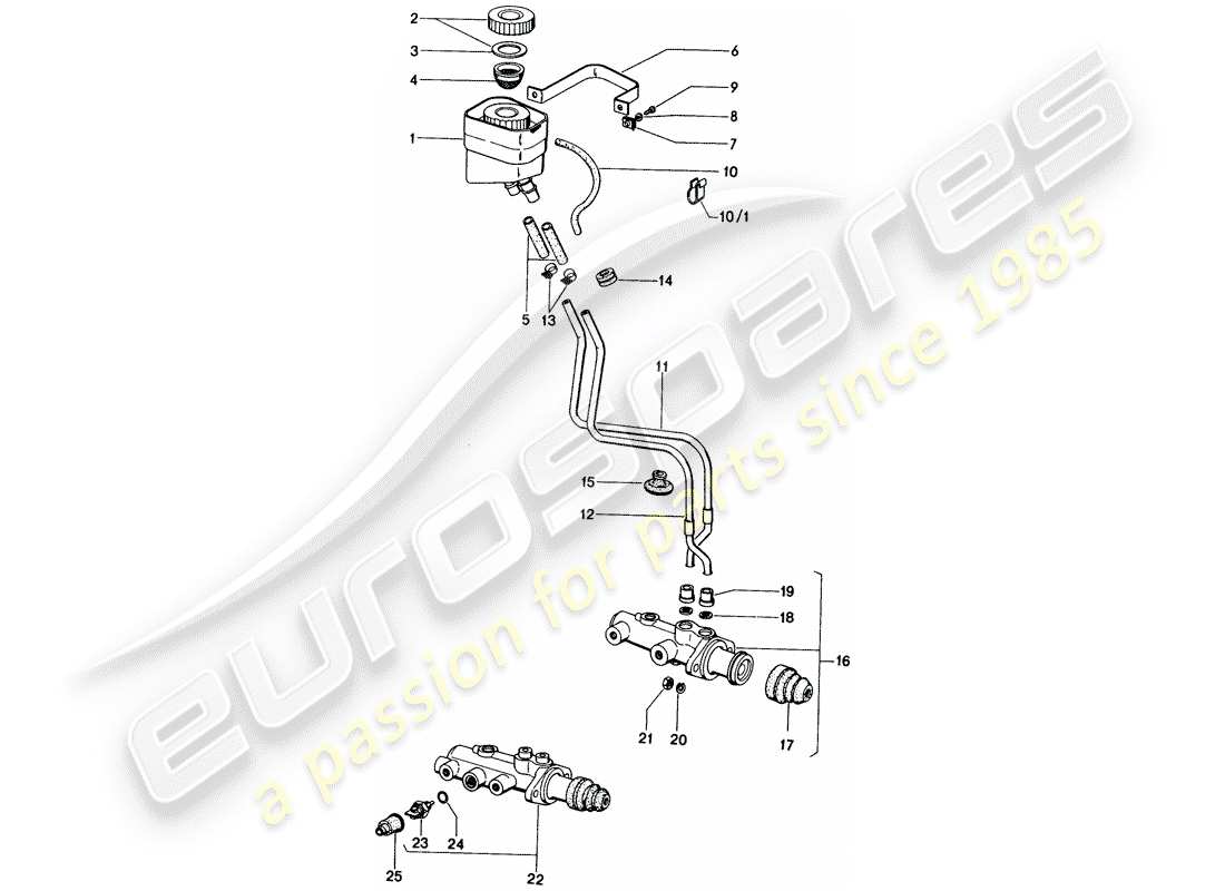 porsche 1972 (914) reservoir for - brake fluid - brake master cylinder part diagram
