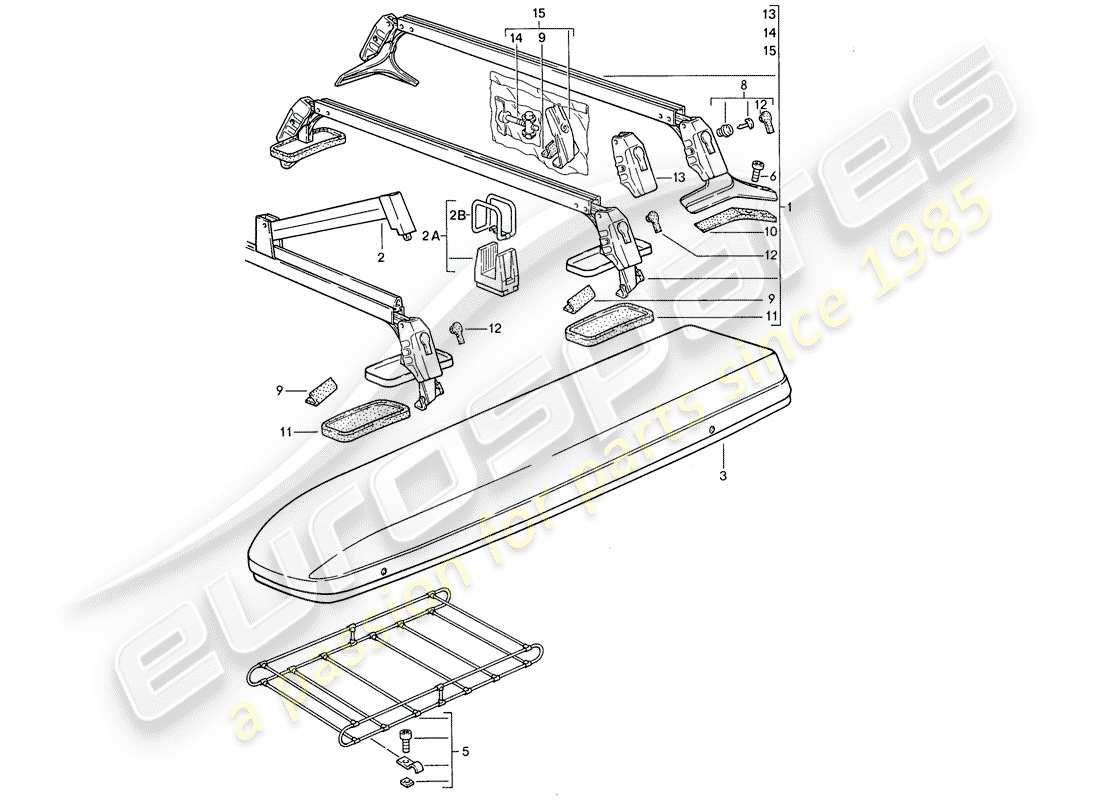 porsche 1986 (944) roof transport system parts diagram
