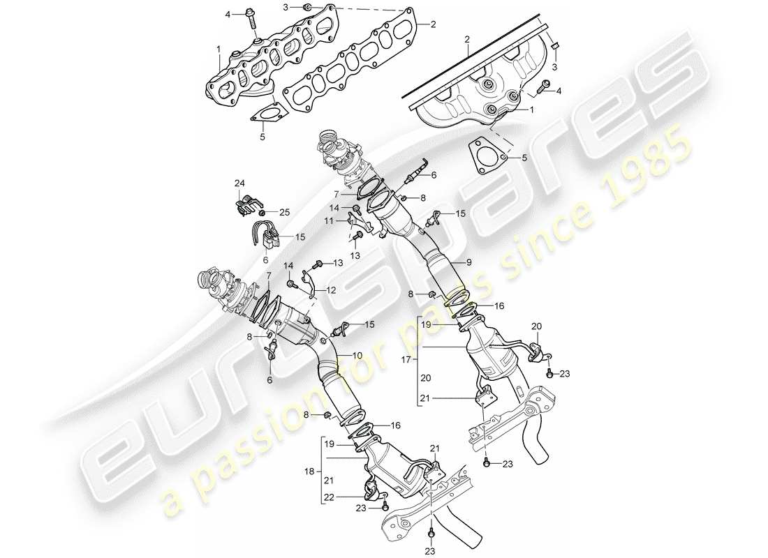 porsche 2003 (cayenne e1 9pa) exhaust system part diagram