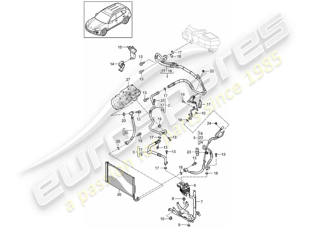 porsche 2018 (cayenne e2 92a) refrigerant circuit parts diagram