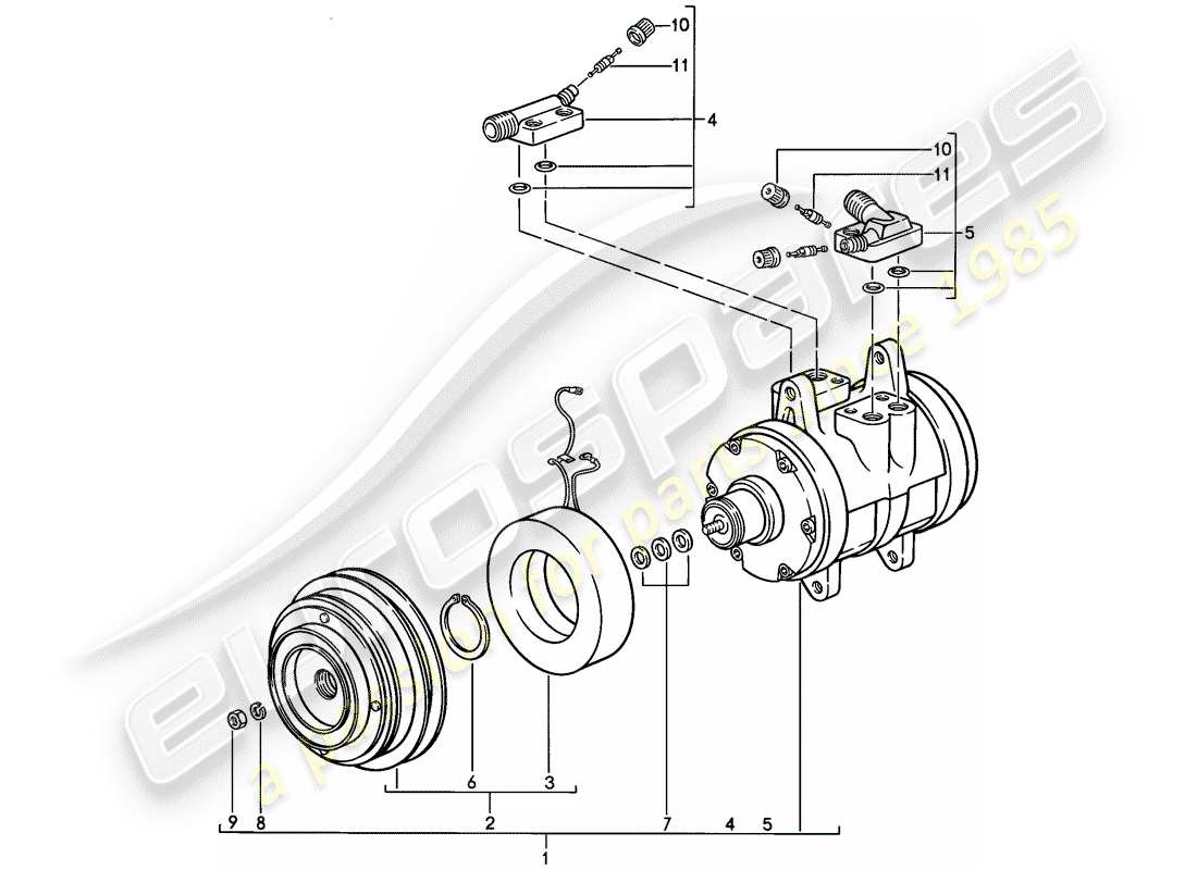 porsche 1983 (928) compressor part diagram
