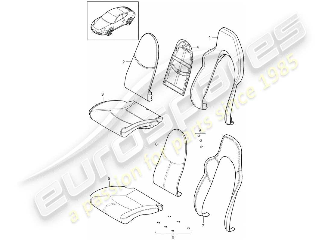 porsche 2011 (997-2) foam part parts diagram
