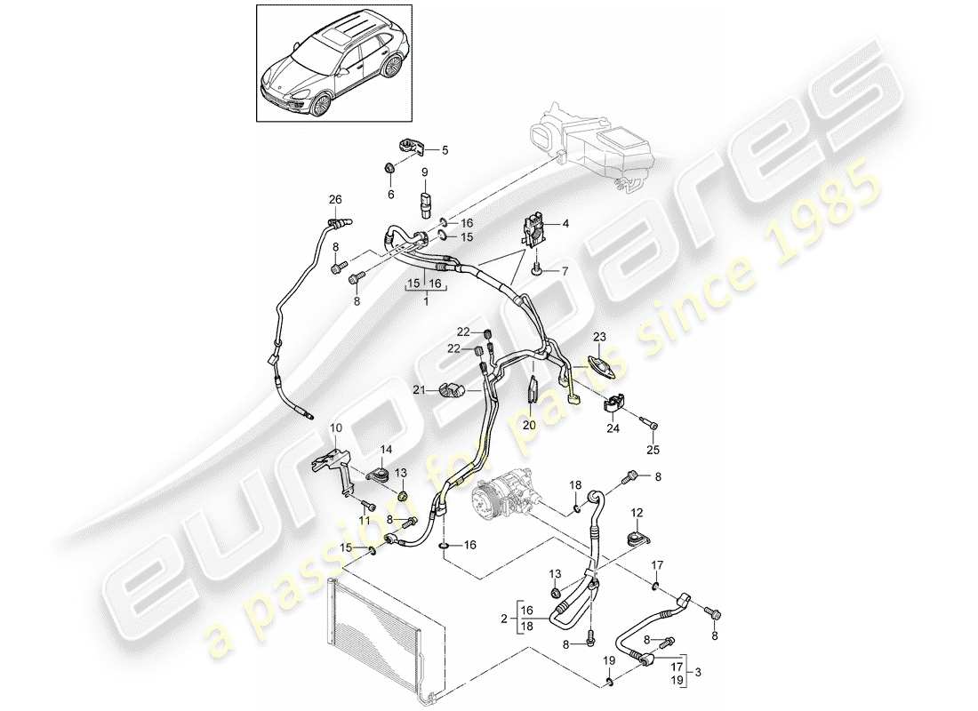 porsche 2012 (cayenne e2 92a) refrigerant circuit part diagram