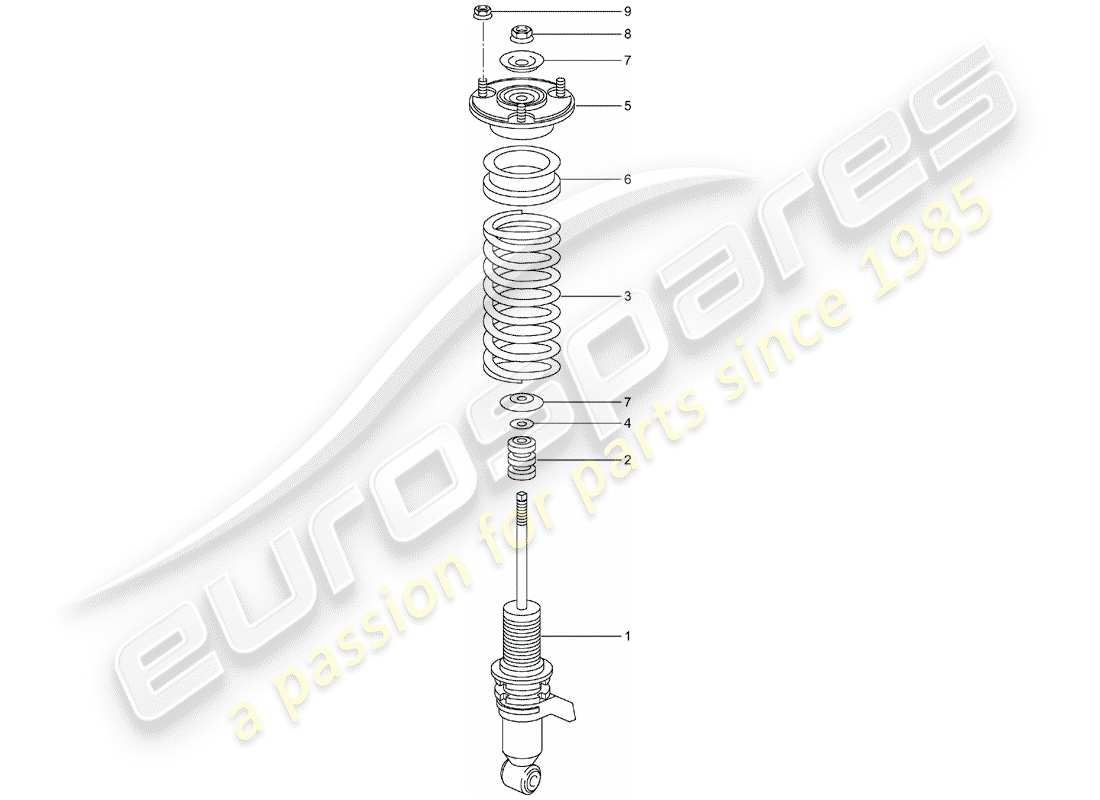 porsche 996 t/gt2 (2003) shock absorber - coil spring part diagram