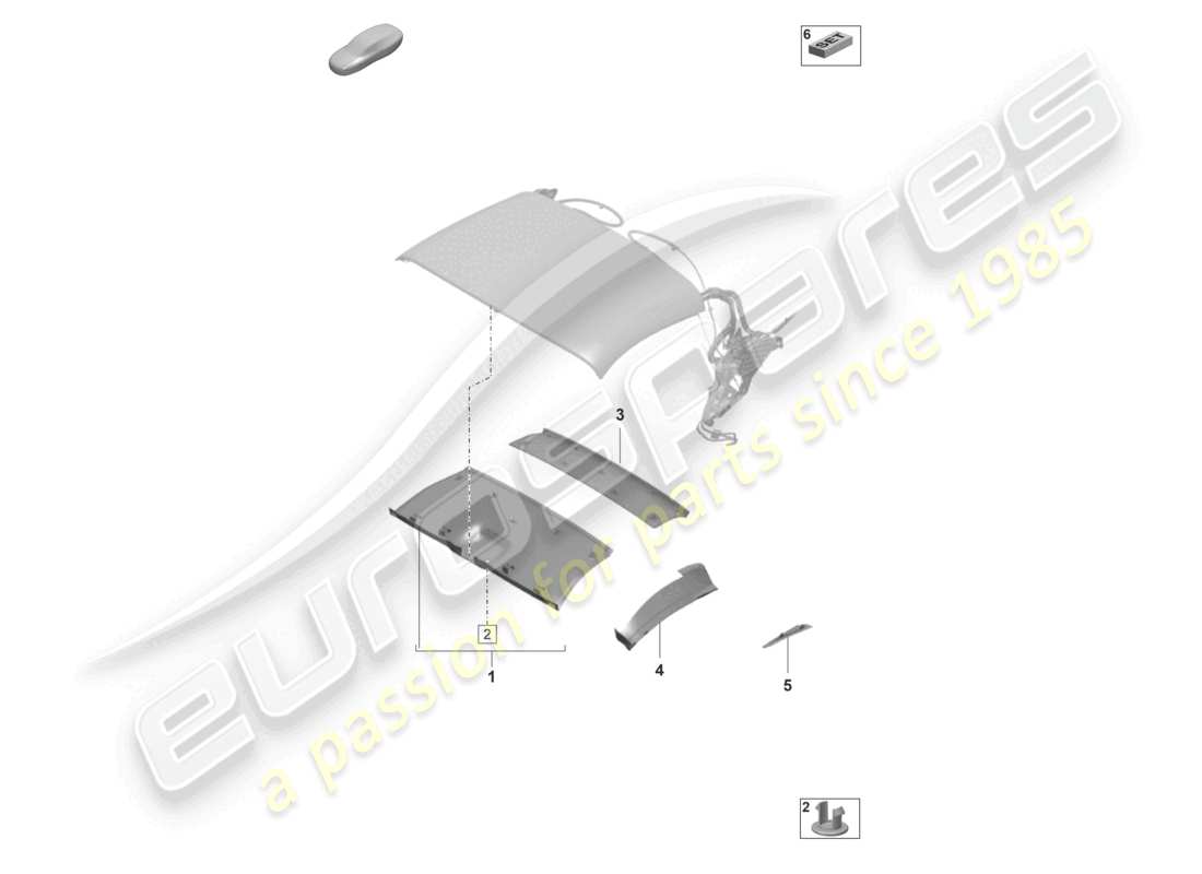 porsche 2019 (992-1) convertible top roof trim parts diagram