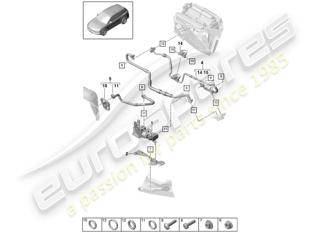 porsche cayenne e3 (2018) refrigerant circuit parts diagram