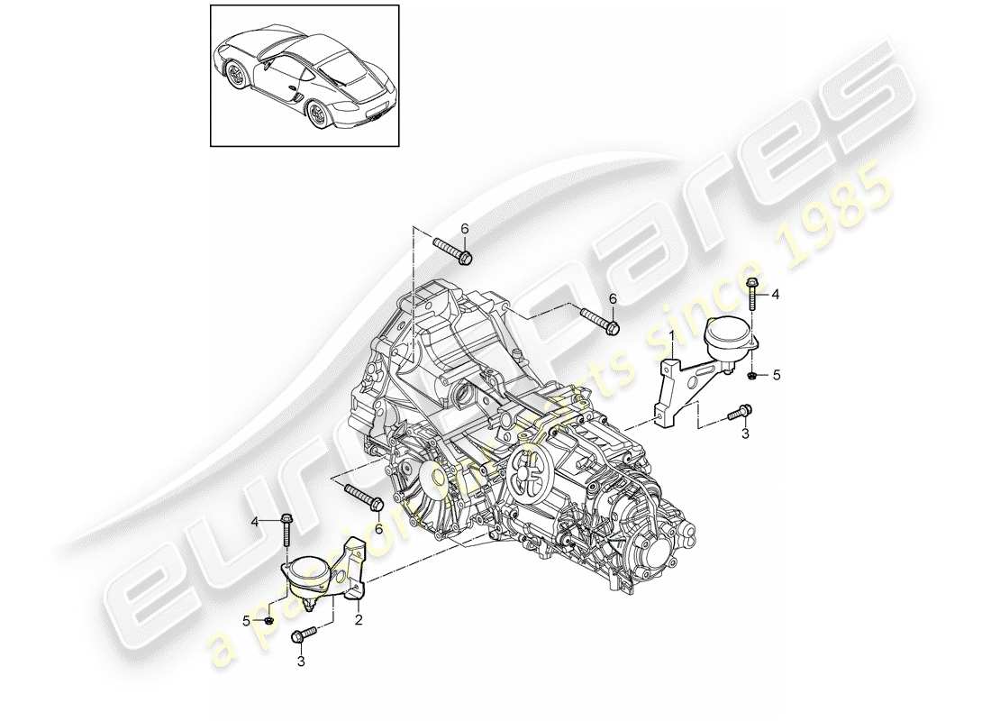 porsche cayman 987 (2010) manual gearbox part diagram