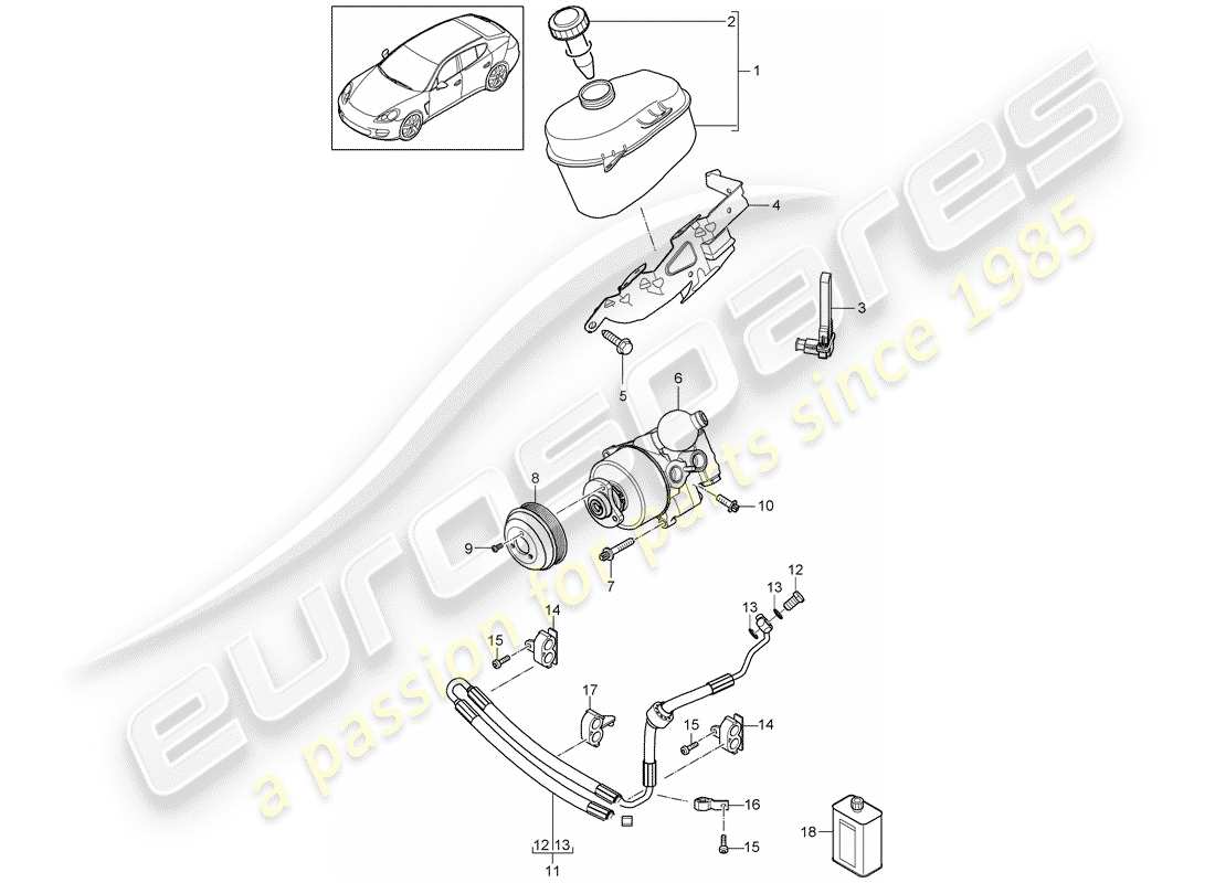 porsche panamera 970 (2011) power steering part diagram