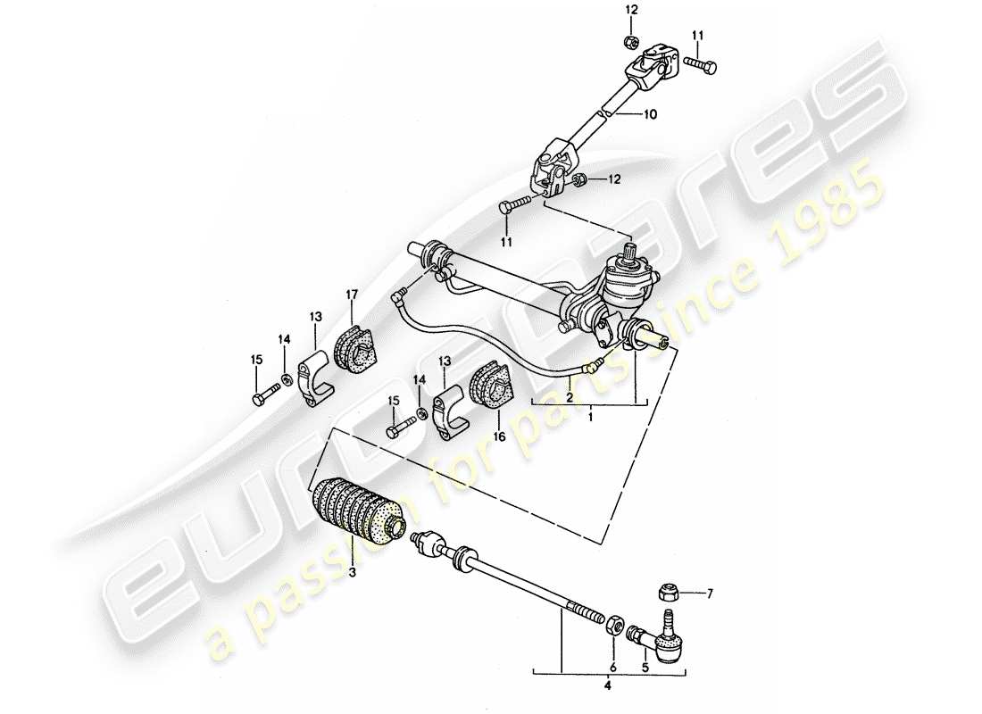 porsche 1993 (968) power steering - steering gear - steering track rod part diagram