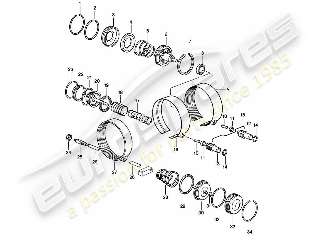 porsche 1985 (928) automatic transmission - brake bands - d - mj 1983>> - mj 1983 part diagram