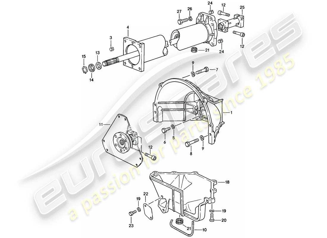 porsche 1985 (928) automatic transmission - central tube part diagram