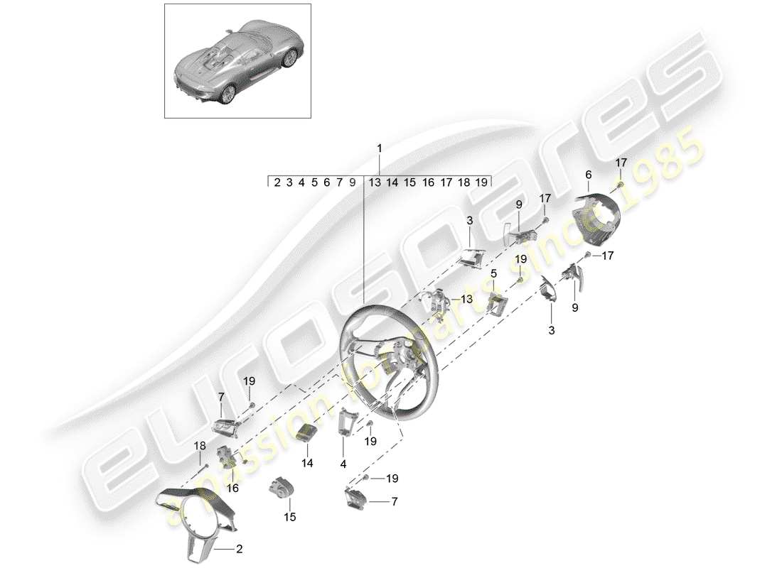 porsche 2015 (918 spyder) steering wheels part diagram