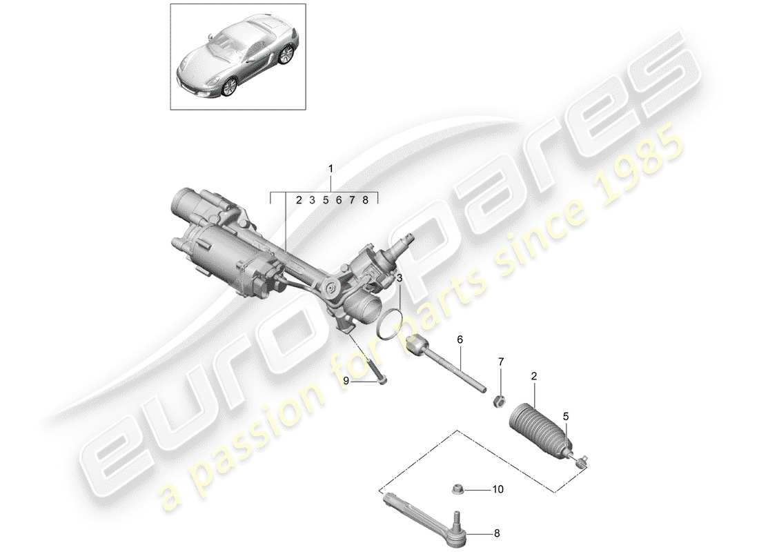 porsche 2012 (981 boxster) steering gear part diagram