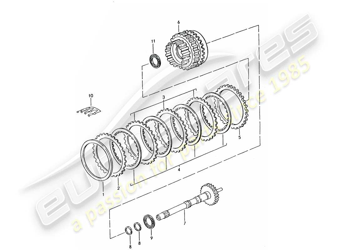 porsche 1993 (928) automatic transmission - drive shaft - gear set part diagram