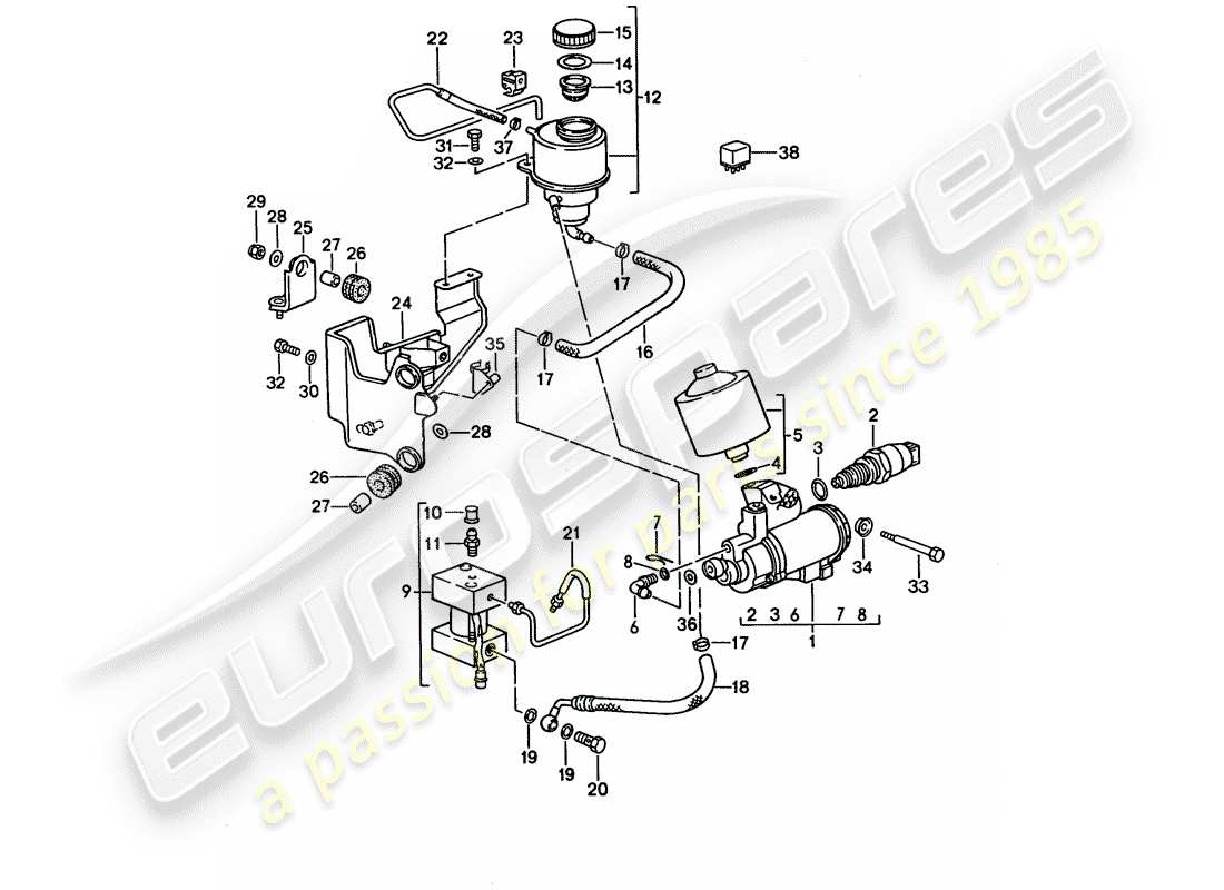 porsche 928 (1992) manual gearbox - lock control 1 part diagram
