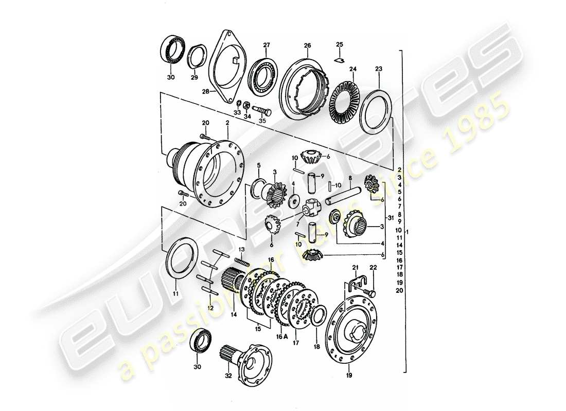 porsche 928 (1992) manual gearbox - porsche - limited slip differential part diagram