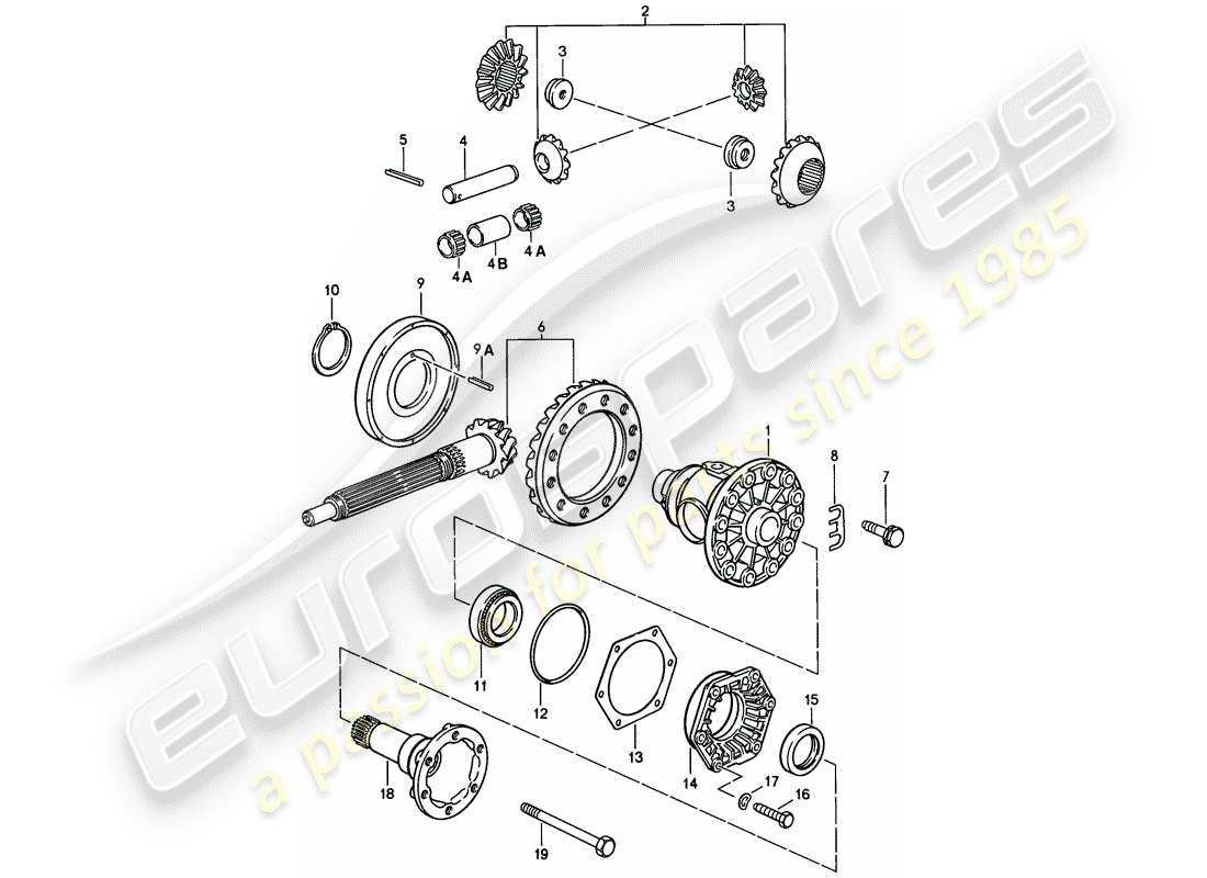 porsche 1983 (928) differential - manual gearbox - d >> - mj 1984 part diagram