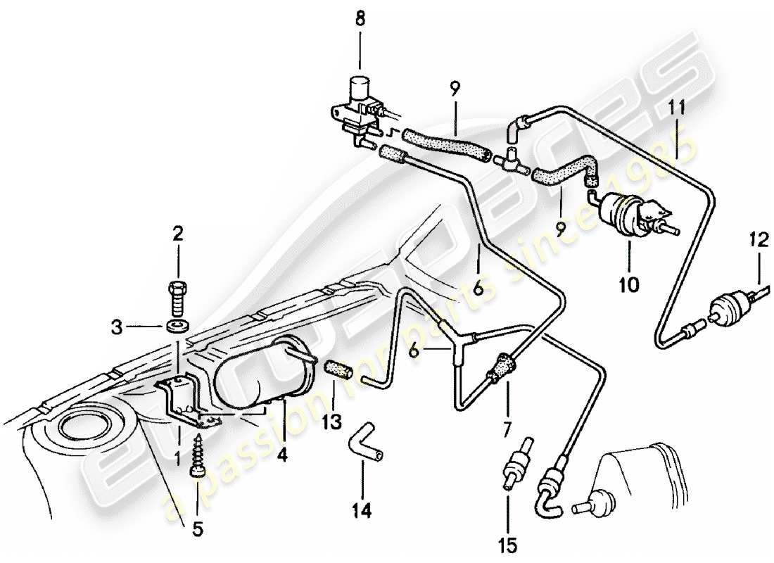 porsche 1983 (924) vacuum line - f 92-cn402 198>> - f 93-cn100 306>> part diagram