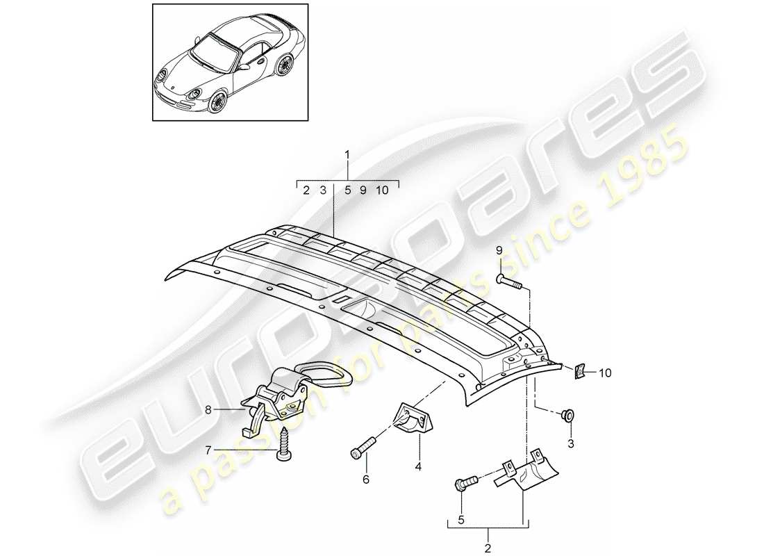 porsche 2011 (997-2) roof frame parts diagram