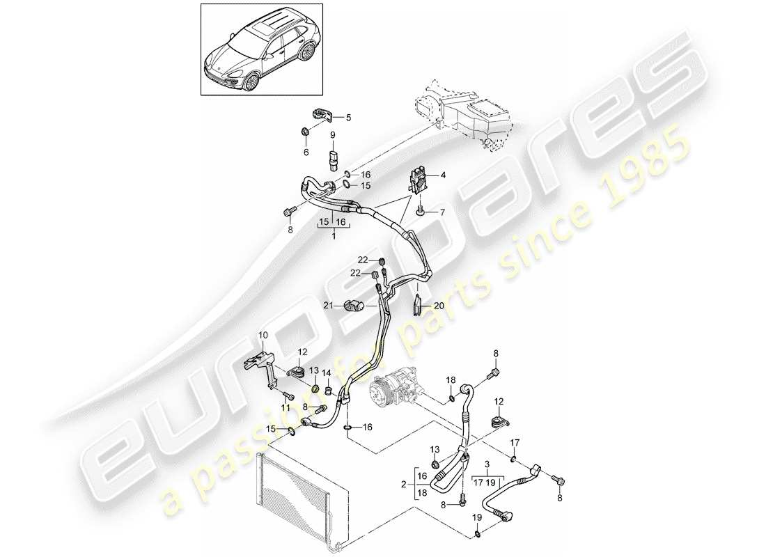 porsche 2012 (cayenne e2 92a) refrigerant circuit part diagram