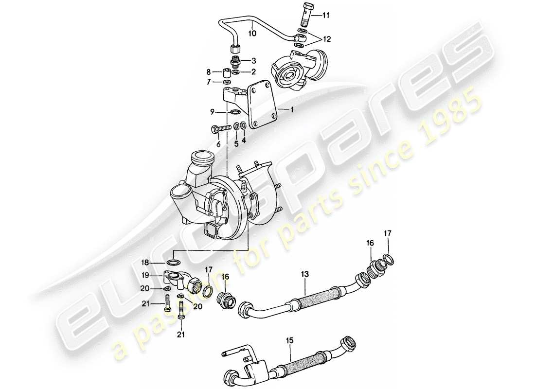 porsche 1979 (924) engine lubrication - exhaust gas turbocharger parts diagram