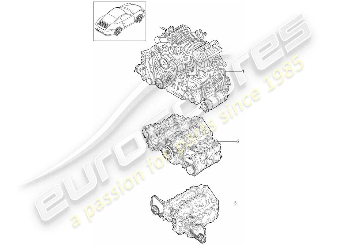 porsche 997 gen. 2 (2011) replacement engine parts diagram