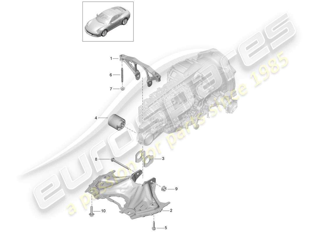porsche 2018 (991-2) sub frame parts diagram