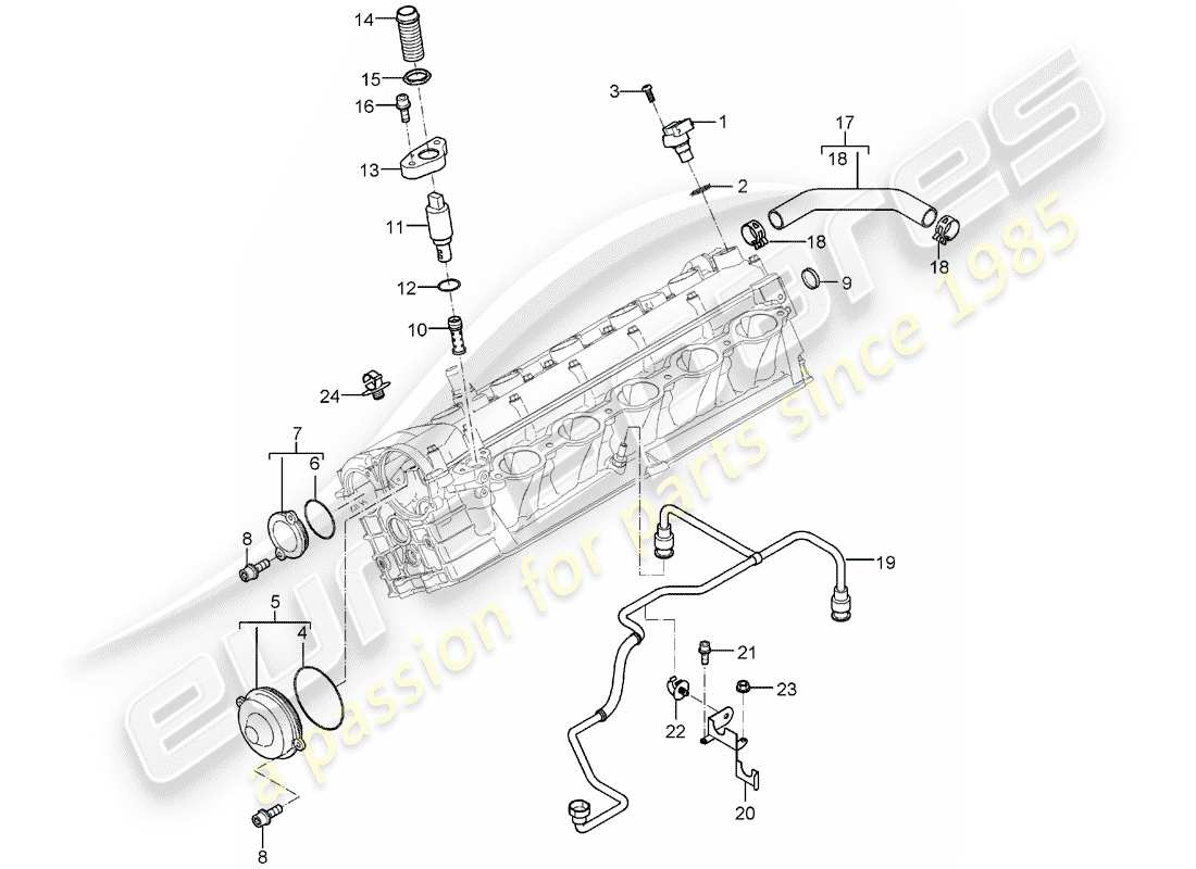 porsche 2006 (carrera gt) cylinder head - valve cover - accessories part diagram