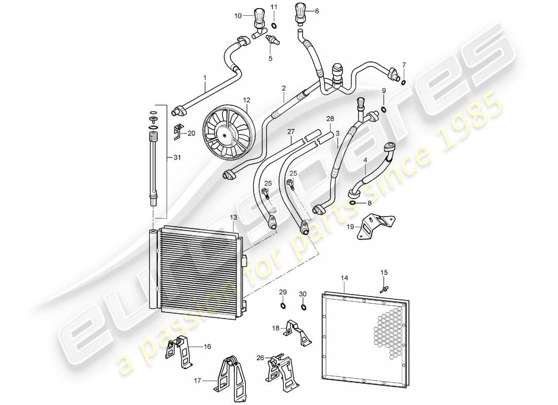 porsche 2004 (carrera gt) refrigerant circuit part diagram