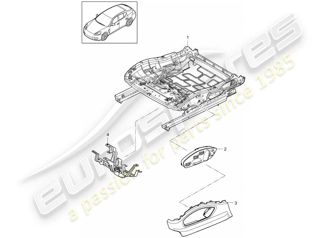 porsche 2010 (panamera 970) seat frame part diagram