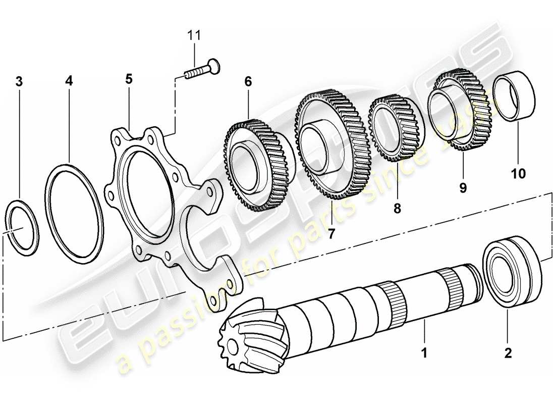 porsche boxster 986 (2000) gears and shafts parts diagram