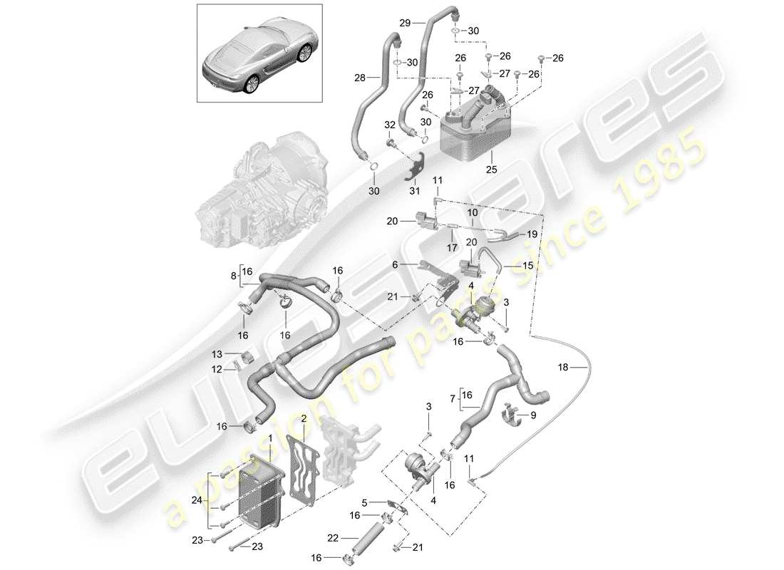 porsche 2016 (981 cayman) - pdk - part diagram